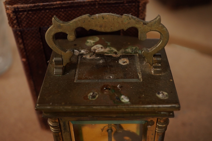 A cased carriage timepiece - 11.5cm high